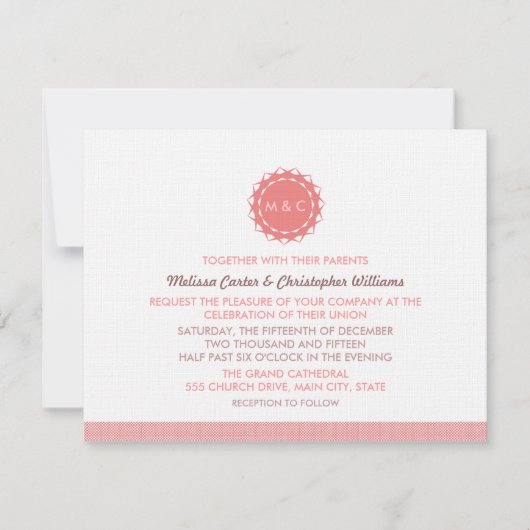 Invitation Mariage Fleur Abstrait (Devant)