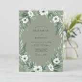 Invitation Mariage Fleur aérienne Vert Sauge (Debout devant)