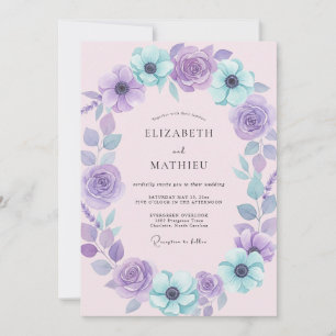 Invitation Mariage Fleur Améthyste Aqua