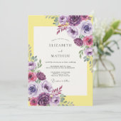 Invitation Mariage Fleur Améthyste Jaune (Debout devant)