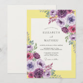 Invitation Mariage Fleur Améthyste Jaune (Devant / Derrière)