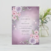 Invitation Mariage Fleur Améthyste Lilas (Debout devant)