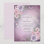 Invitation Mariage Fleur Améthyste Lilas (Devant / Derrière)