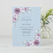 Invitation Mariage Fleur Améthyste Pervenche (Debout devant)