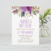 Invitation Mariage Fleur Aquarelle (Debout devant)