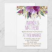 Invitation Mariage Fleur Aquarelle (Devant / Derrière)