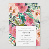Invitation Mariage Fleur Aquarelle Vintage Antique (Devant / Derrière)