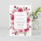 Invitation Mariage Fleur Artistic Rose Pâle (Debout devant)