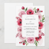 Invitation Mariage Fleur Artistic Rose Pâle (Devant / Derrière)