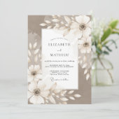 Invitation Mariage Fleur Artistic Taupe (Debout devant)
