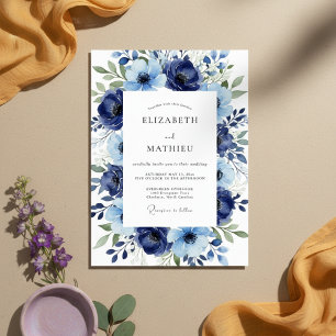 Invitation Mariage Fleur Artistique Navy Bloom