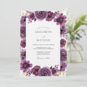 Invitation Mariage Fleur Artistique Prune (Debout devant)