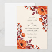 Invitation Mariage Fleur Automnale Orange (Devant / Derrière)