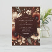 Invitation Mariage Fleur Automne Marron (Debout devant)