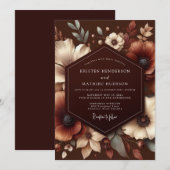 Invitation Mariage Fleur Automne Marron (Devant / Derrière)