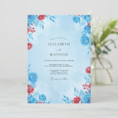 Invitation Mariage Fleur Azure Écarlate (Debout devant)