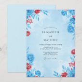 Invitation Mariage Fleur Azure Écarlate (Devant / Derrière)