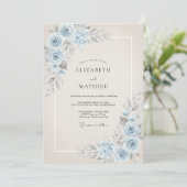 Invitation Mariage Fleur Azure Poudrée (Debout devant)
