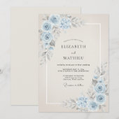 Invitation Mariage Fleur Azure Poudrée (Devant / Derrière)