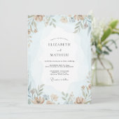 Invitation Mariage Fleur Azure Poussiéreuse (Debout devant)