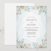 Invitation Mariage Fleur Azure Poussiéreuse (Devant / Derrière)