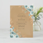 Invitation Mariage Fleur Azure Sable (Debout devant)