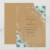 Invitation Mariage Fleur Azure Sable (Devant / Derrière)