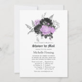 Invitation Mariage Fleur Black Purple & Silver par courrier (Devant)