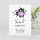 Invitation Mariage Fleur Black Purple & Silver par courrier (Debout devant)