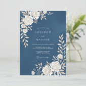 Invitation Mariage Fleur Blanche Acier (Debout devant)