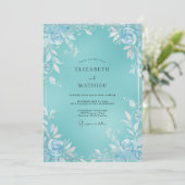 Invitation Mariage Fleur Blanche Aqua (Debout devant)