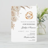 Invitation Mariage Fleur Blanche avec bague (Debout devant)