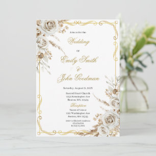 Invitation Mariage fleur blanche bohème élégant
