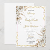 Invitation Mariage fleur blanche bohème élégant (Devant / Derrière)