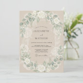 Invitation Mariage Fleur Blanche Champagne (Debout devant)