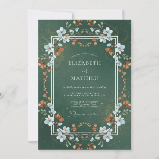 Invitation Mariage Fleur Blanche de la Forêt (Devant)