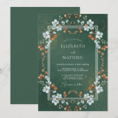 Invitation Mariage Fleur Blanche de la Forêt (Devant / Derrière)