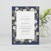 Invitation Mariage Fleur Blanche de Minuit (Debout devant)
