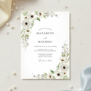 Invitation Mariage Fleur Blanche en Fleur