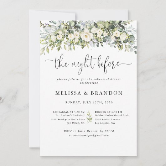 Invitation Mariage Fleur Blanche La Nuit Avant  (Devant)