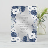 Invitation Mariage Fleur Blanche Perle de Minuit (Debout devant)