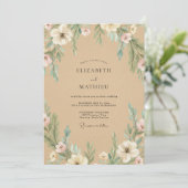 Invitation Mariage Fleur Blanche Tan (Debout devant)