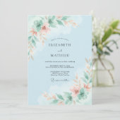 Invitation Mariage Fleur Bleu Ciel Airy (Debout devant)