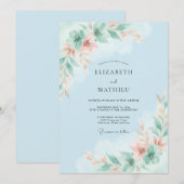 Invitation Mariage Fleur Bleu Ciel Airy (Devant / Derrière)