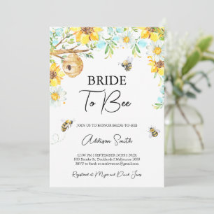 Invitation Mariage Fleur Bleu Jaune De La Mariée À L'abeille