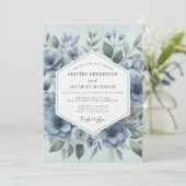 Invitation Mariage Fleur Bleue en Fleur (Debout devant)