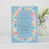 Invitation Mariage Fleur Bleue Peinte (Debout devant)