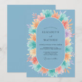 Invitation Mariage Fleur Bleue Peinte (Devant / Derrière)