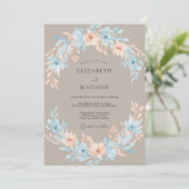 Invitation Mariage Fleur Bleue Sérène Poussiéreuse (Debout devant)