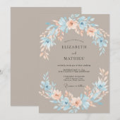 Invitation Mariage Fleur Bleue Sérène Poussiéreuse (Devant / Derrière)